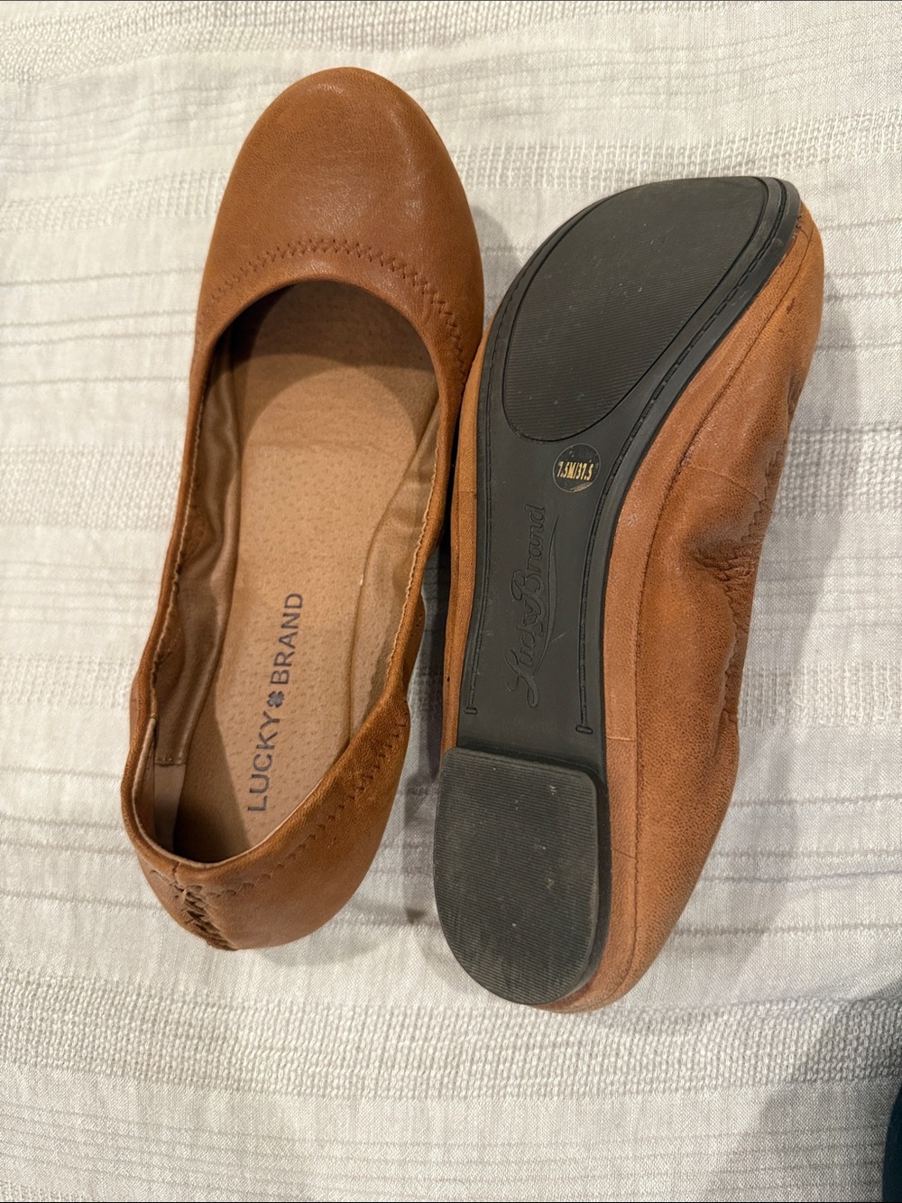 Lucky Brand Cognac Leather Ballet Flats